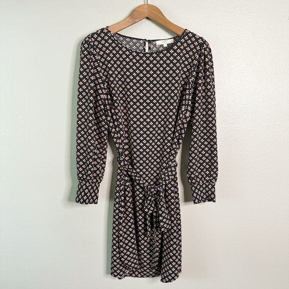 LOFT Plus Mosaic Tie Waist Long Sleeve Shirt Dress Women's Size 18 - Picture 2 of 10